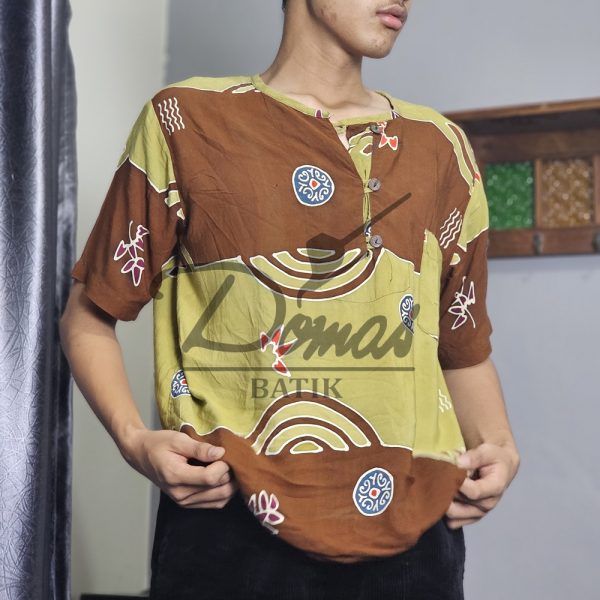 Kaos Batik Pria Atasan Batik Pria Katun Yellow BD 0302008