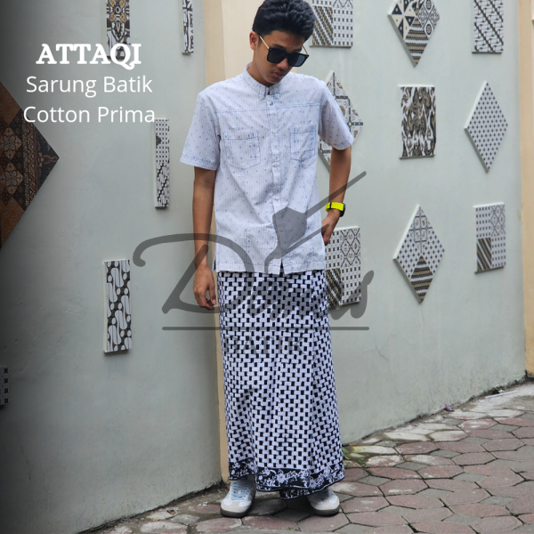 Attaqi Sarung Batik Katun Cap Black White BD 0501010