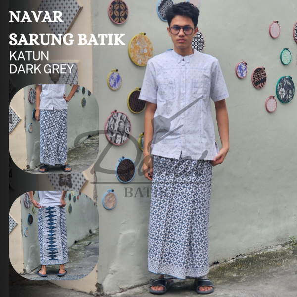 Navar Sarung Batik Katun Cap Dark Grey BD 0501027