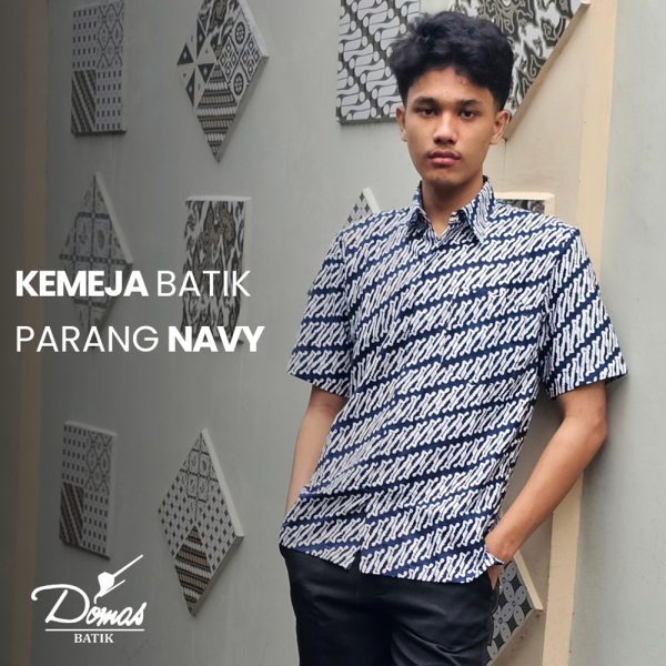 Kemeja Batik Pria Lengan Pendek Parang Rusak Navy BD 0302011