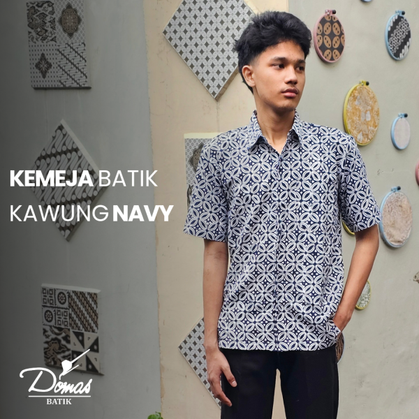 Kemeja Batik Pria Lengan Pendek Kawung Navy BD030210