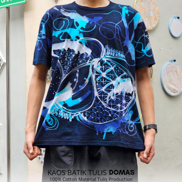 Kaos Batik Tulis Cotton Unisex Blue BD 0301003