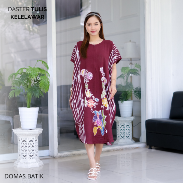 Daster Batik Cap Tulis Rayon Super Premium Red Model Kelelawar BD 0204016 - Image 4