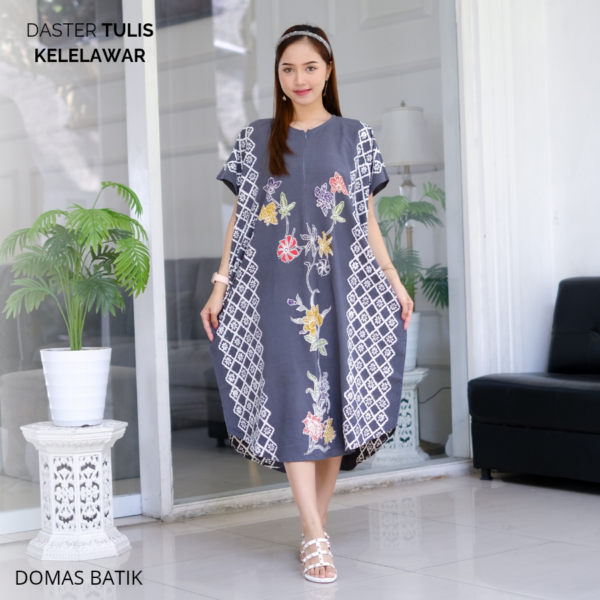 Daster Batik Cap Tulis Rayon Super Premium Grey Model Kelelawar BD 0204017 - Image 6