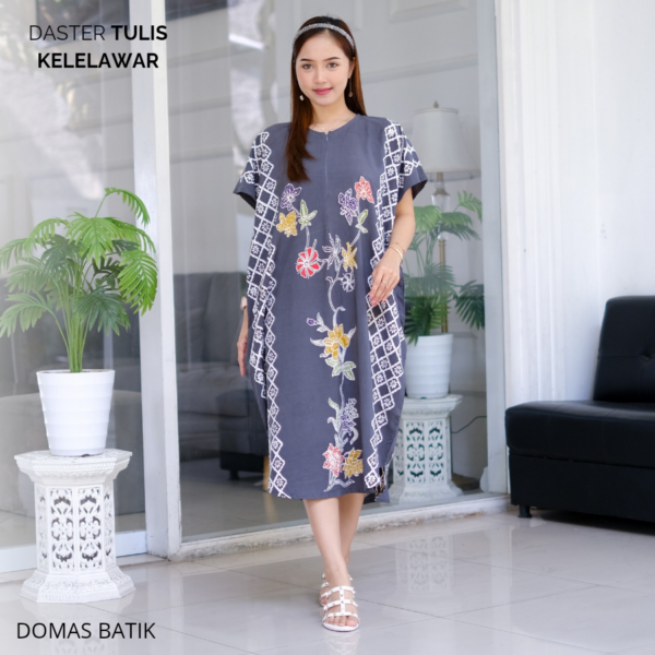 Daster Batik Cap Tulis Rayon Super Premium Grey Model Kelelawar BD 0204017 - Image 5