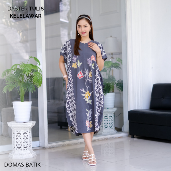 Daster Batik Cap Tulis Rayon Super Premium Grey Model Kelelawar BD 0204017 - Image 2