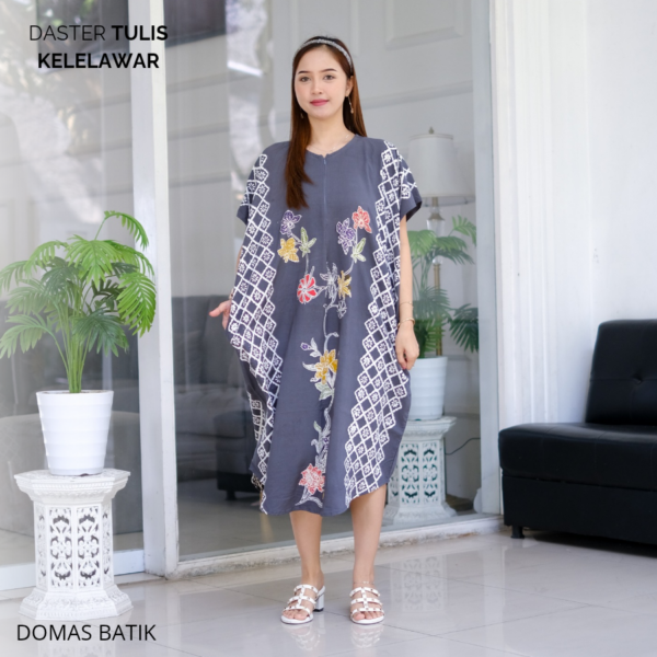 Daster Batik Cap Tulis Rayon Super Premium Grey Model Kelelawar BD 0204017 - Image 4