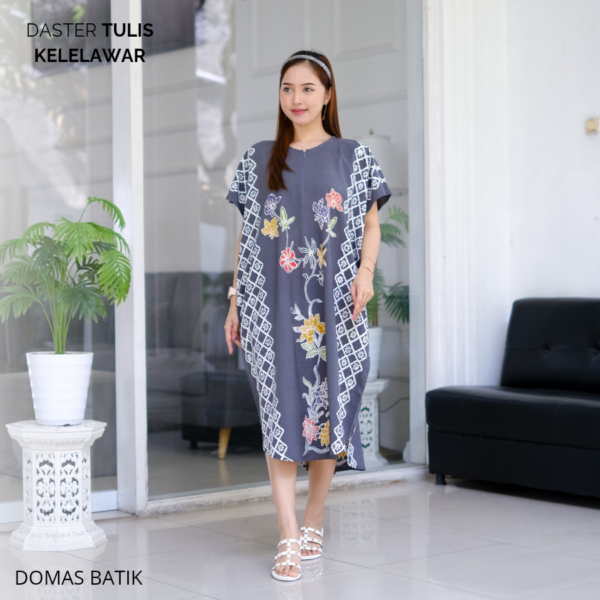 Daster Batik Cap Tulis Rayon Super Premium Grey Model Kelelawar BD 0204017 - Image 3