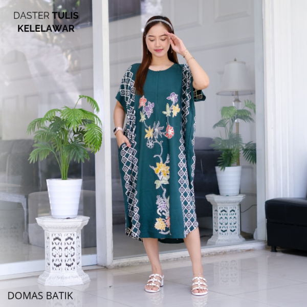 Daster Batik Cap Tulis Rayon Super Premium Green Model Kelelawar BD 0204015 - Image 2