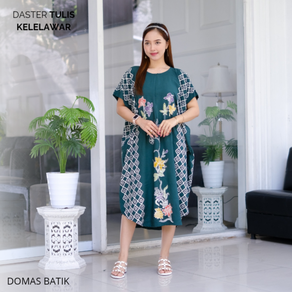 Daster Batik Cap Tulis Rayon Super Premium Green Model Kelelawar BD 0204015 - Image 3