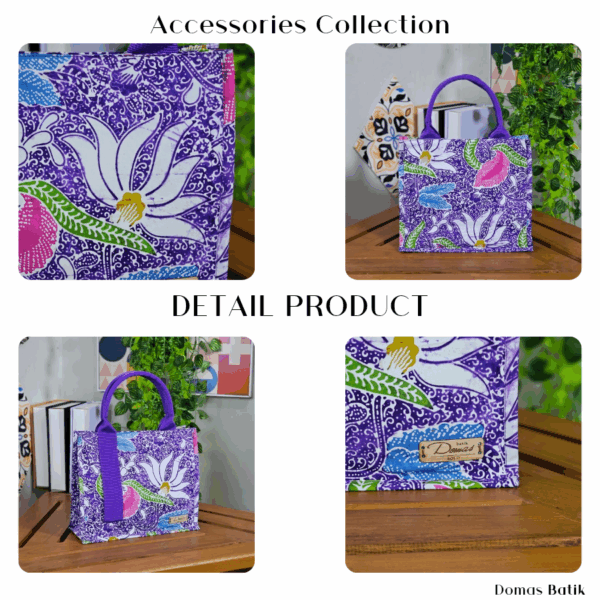 Handbag Batik Modern Batik Cap Tulis Purple Abstrak BD 0401073 - Image 2
