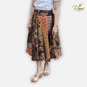 Rok Klok Batik Cap Colet Katun Premium Hitam Cokelat Parang BD 0202008